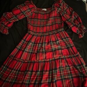 Ivy City Red Plaid Midi Dress